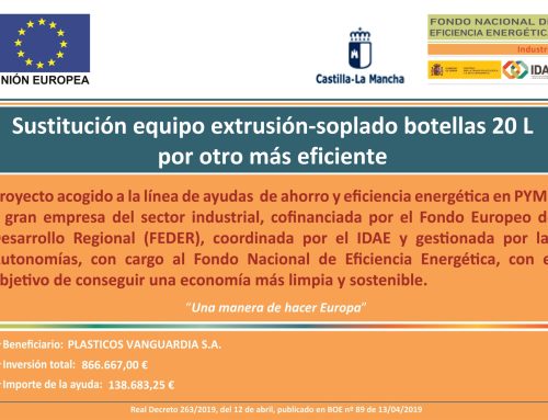 Sustitución equipo extrusión-soplado botellas 20 Litros por otro más eficiente